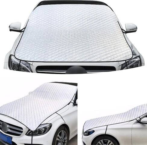 Car Snow Cover, Foldable Thickened Windproof, Rainproof and Snowproof Windshield Cover, Suitable for All Seasons Half Car Covers, Universal for Cars Suvs (Silver #2) in Kuwait