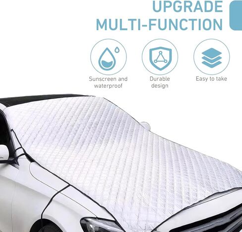 Car Snow Cover, Foldable Thickened Windproof, Rainproof and Snowproof Windshield Cover, Suitable for All Seasons Half Car Covers, Universal for Cars Suvs (Silver #2) in Kuwait