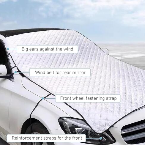 Car Snow Cover, Foldable Thickened Windproof, Rainproof and Snowproof Windshield Cover, Suitable for All Seasons Half Car Covers, Universal for Cars Suvs (Silver #2) in Kuwait