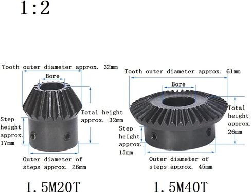 Single 1.5M Bevel Gear 1:2 15/30Teeth 45# Steel Bore 5/6mm 1Pcs(5mm,15 Teeth) in Saudi Arabia