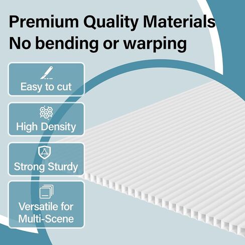 لوح بلاستيكي مموج أبيض مقاس 24 × 36 بوصة، لوح بلاستيكي مموج، 4 عبوات من ألواح الملصقات الفارغة، صفائح كوروبلاست مقاومة للماء بسمك 4 مم للاستخدام الداخلي والخارجي والمشروعات التي تصنعها بنفسك. in Kuwait