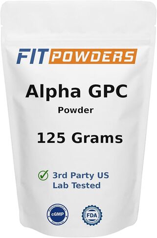 Alpha-GPC Powder 125 Grams, Non-GMO Alpha GPC Supplement Choline Powder, Vegan, Third Party Tested, Pre-Workout, Memory and Focus, with Scoop in Kuwait