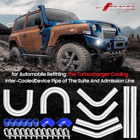 3"Intercooler Kit Universal Aluminum Turbo Intercooler Piping U-Pipe Kit with Coupler and T-Clamps DIY Custom Pipe 32Pcs in Kuwait