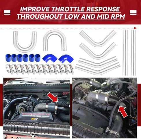 3"Intercooler Kit Universal Aluminum Turbo Intercooler Piping U-Pipe Kit with Coupler and T-Clamps DIY Custom Pipe 32Pcs in Kuwait