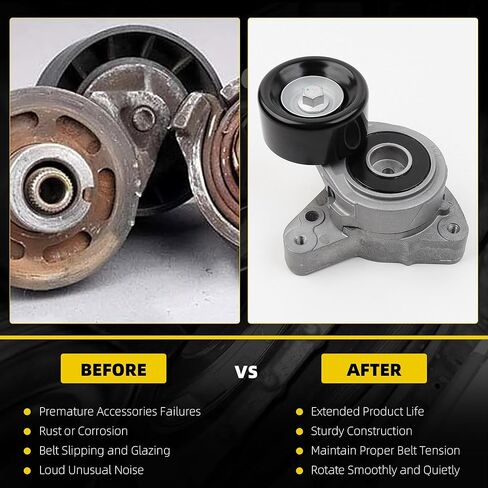 شداد حزام القيادة Dasbecan 38278 مع بكرة وحزام متوافق مع Honda Accord 2003-2007، Civic 2006-2015، CR-V 2002-2014، Element 2003-2011، Acura TSX/CSX/RDX/ILX، يستبدل 31170-RAA-A01 in Saudi Arabia