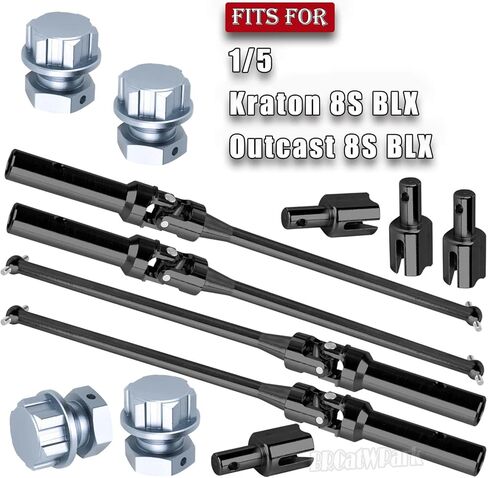 RC Drive Shaft Axles & Diff Outdrive Upgrades Part for 1/5 KRATON 8S BLX/Outcast 8S BLX,4PCS Front Rear CVD Driveshaft w/Wheel Hex Nuts Hop Ups,Black & Titanium in Saudi Arabia
