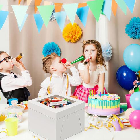 4 Pack Cake Boxes with Window, 12x12x8 inch Cake Boxes, White Cake Boxes, Disposable Bakery Boxes for Cake Cookies Pies Cupcakes Pastry in Kuwait