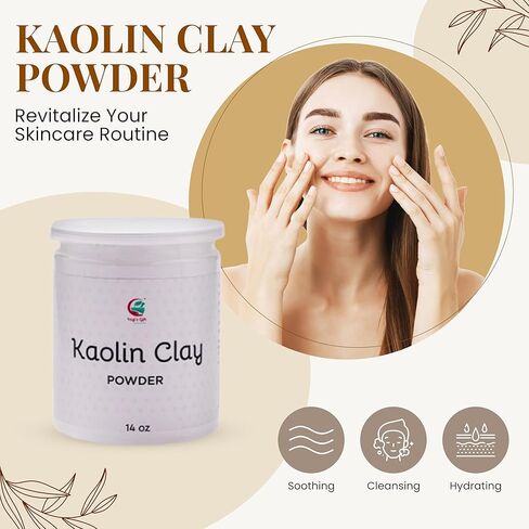 Kaolin Clay Powder (14 oz) – 100% Natural White Clay Powder for Soap Making, White Clay Mask & Bath Bombs | By Yogi's Gift® in Saudi Arabia
