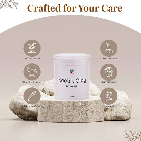 Kaolin Clay Powder (14 oz) – 100% Natural White Clay Powder for Soap Making, White Clay Mask & Bath Bombs | By Yogi's Gift® in Saudi Arabia