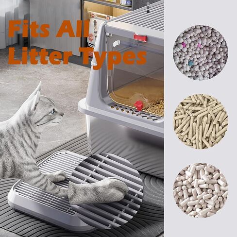 SpaceTime Waterproof Elevated Cat Litter Trapping Mat for Litter Box,Cat Ramp/Step Double-Layer Litter Catcher Pad with Filter Function for Floor,Easy to Clean,Ideal for Kitten & Senior Cats(Grey) in Saudi Arabia