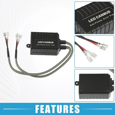 مصباح أمامي للسيارة LED Canbus Decoder C20 H1 H3، مقاومات تحذيرية خالية من الأخطاء، استبدال فك التشفير، مقاوم للوميض، بلاستيك أسود (مجموعة من 2) in Saudi Arabia