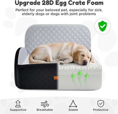 Gimars Upgrade Dog Car Seat with Reversible Long & Short Plush Seat Cushion for Small/Medium Dogs Up to 40lbs, Detachable Washable Anti-Slip Dog Booster Seat with 5.9'' 28D Egg-Crate Foam, S​ in Saudi Arabia