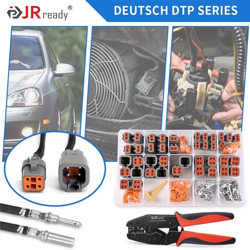 مجموعة موصلات JRready ST6337 Deutsch DTP 2 4 Pin، 12-14AWG مقاس اتصالات مختومة 12(25 A) مع أداة تجعيد ألمانية (ACT-LY-12DTP)، طقم موصل سيارات Deutsch DTP 2pin 4pin مقاوم للماء 212 قطعة in Saudi Arabia
