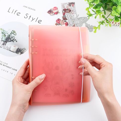 CYFUN DESIGN A5 6 Ring Binder Coveder مع زر الإغلاق المفاجئ، غطاء كتاب تخزين لصفحات مخطط 6 فتحات، إعادة ملء غلاف كتاب تخزين القالب in Saudi Arabia
