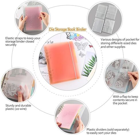 CYFUN DESIGN A5 6 Ring Binder Coveder مع زر الإغلاق المفاجئ، غطاء كتاب تخزين لصفحات مخطط 6 فتحات، إعادة ملء غلاف كتاب تخزين القالب in Saudi Arabia
