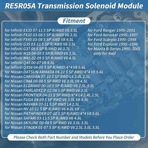 No.0260550002/31705-90X01 RE5R05A Transmission Control Unit TCM TCU Valve Body Transmission Solenoid for Infiniti EX35 G35 Automotive Transmission Valve Body Solenoid Pack in Saudi Arabia