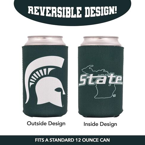 Michigan State University Can Insulator Beverage Cooler 4 Pack Foam Beverage Holder Spartans MSU (4 Pack Can) in Saudi Arabia