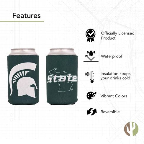 Michigan State University Can Insulator Beverage Cooler 4 Pack Foam Beverage Holder Spartans MSU (4 Pack Can) in Saudi Arabia