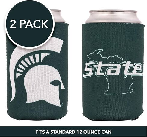 Michigan State University Can Insulator Beverage Cooler 4 Pack Foam Beverage Holder Spartans MSU (4 Pack Can) in Saudi Arabia