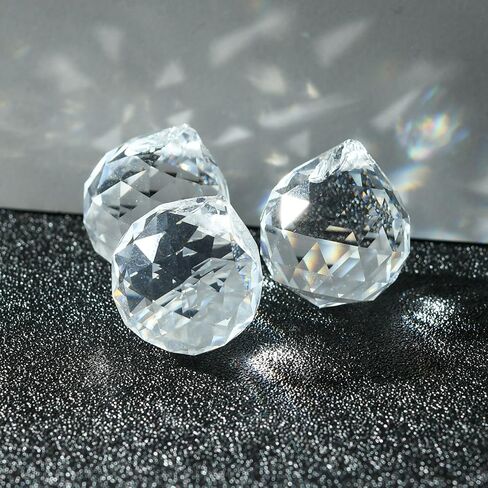 5Pcs Clear Faceted Ball-Shaped Glass Pendants,Crystal Suncatcher,Water Drop Faceted Crystal Glass Transparent Top Drilled Sparkly Prisms Chandelier Dangle Charms for DIY Crafts Sun Catchers Making in Saudi Arabia