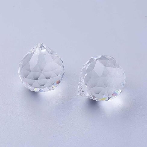 5Pcs Clear Faceted Ball-Shaped Glass Pendants,Crystal Suncatcher,Water Drop Faceted Crystal Glass Transparent Top Drilled Sparkly Prisms Chandelier Dangle Charms for DIY Crafts Sun Catchers Making in Saudi Arabia