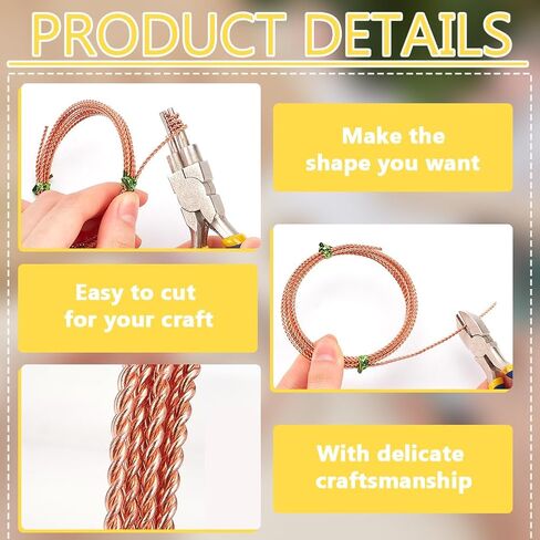 BENECREAT 2 Rolls 13.12Feet Twist Jewelry Wire, 12 Gauge/2mm Copper, 2m/6.6 Feet, 2 Strand Twist, Great for Jewelry Making in Saudi Arabia