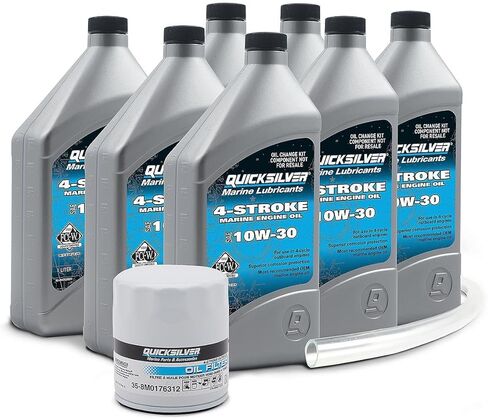طقم تغيير الزيت Quicksilver 25W-40 للوحات الخارجية من Mercury L6 Verado بقوة 200 حصان إلى 400 حصان in Saudi Arabia