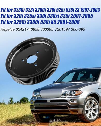 32421740858 بكرة مضخة التوجيه الكهربائية مناسبة لسيارات BMW 320i 323Ci 323i 325Ci 325xi 328Ci 328i 330Ci 330i 330xi 528i 530i X5 استبدال 300395 V201597 300-395 in Saudi Arabia