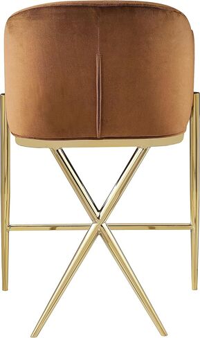 Meridian Furniture 867Saddle-C Xavier Collection Velvet Upholstered Counter Stool with Sturdy Gold Metal Legs, Pink, 23.5" W x 22.5" D x 38" H in Saudi Arabia