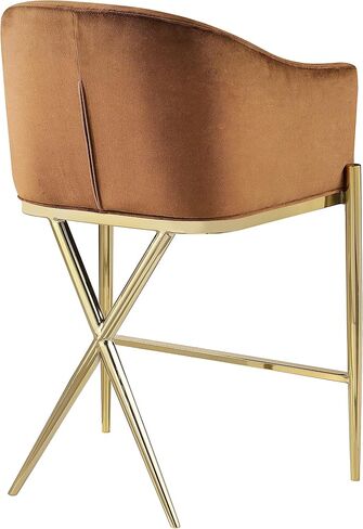 Meridian Furniture 867Saddle-C Xavier Collection Velvet Upholstered Counter Stool with Sturdy Gold Metal Legs, Pink, 23.5" W x 22.5" D x 38" H in Saudi Arabia