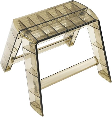 Step Ladder, Protable 2 Step Stool for Adults, Foldable Clear Stool Decorative Modern Foot Stool, Display Storage Shelf Flower Rack, Photography Props for Indoor Outdoor Library Kitchen (Clear&Coffee) in Saudi Arabia
