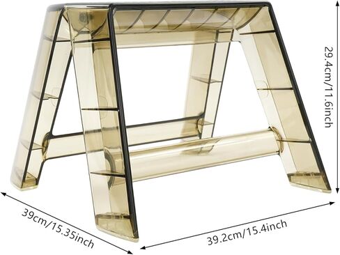 Step Ladder, Protable 2 Step Stool for Adults, Foldable Clear Stool Decorative Modern Foot Stool, Display Storage Shelf Flower Rack, Photography Props for Indoor Outdoor Library Kitchen (Clear&Coffee) in Saudi Arabia
