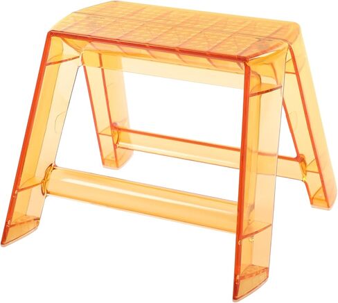 Step Ladder, Protable 2 Step Stool for Adults, Foldable Clear Stool Decorative Modern Foot Stool, Display Storage Shelf Flower Rack, Photography Props for Indoor Outdoor Library Kitchen (Clear&Coffee) in Saudi Arabia