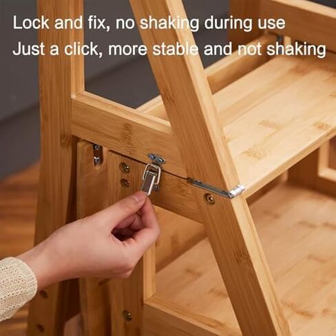 Multifunctional Wooden Step Stool Chair - Folding Library Ladder Combo for Kitchen, Home & Commercial Use - Durable, Space-Saving Design, Easy to Store in Saudi Arabia