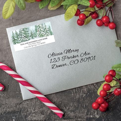 Current Heaven Nature Deluxe Personalized Address Labels - Set of 48, Self-Adhesive, Flat-Sheet Labels, 1" x 2 1/4", Holiday and Christmas Stationery in Saudi Arabia
