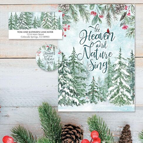 Current Heaven Nature Deluxe Personalized Address Labels - Set of 48, Self-Adhesive, Flat-Sheet Labels, 1" x 2 1/4", Holiday and Christmas Stationery in Saudi Arabia