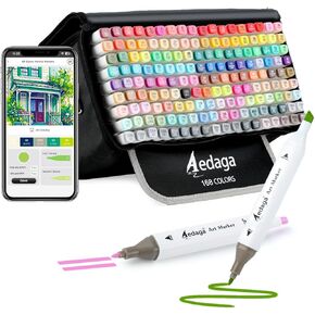 168 Colors Alcohol Markers with Free App, Dual Tip Art Markers with Kickstand Case for Artists Adults, Alcohol Based Marker for Coloring Painting Sketching and Drawing, Great Gift in Saudi Arabia