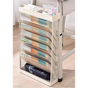 Black Rolling Book Cart Organizer - Metal Floor-Standing Bookshelf & Corner Display Rack for Magazines - Space-Saving Trolley for Narrow Areas (32x10x60cm) in Saudi Arabia