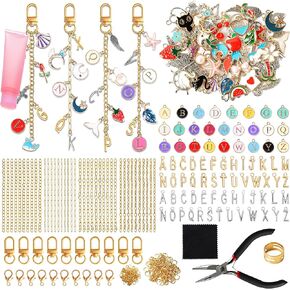 SUTROMA 776pcs Lip Gloss Charms Keychain Kit | Bag Charm Kit with 228 Charms 20 Keychain Clips 60 Extender Chains 1 Jewelry Plier | Jewelry Making Supplies for DIY Key Chain Making in Kuwait