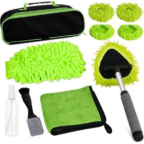 8PCS Windshield Cleaner Tool, Car Windshield Cleaner Tool with Extendable Handle 180° Rotation,Car Window Cleaner with 4 Reusable Microfiber Pads+100ml Spray Bottle+1 Detailing Brush in Kuwait