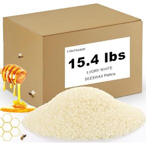Lounsweer 15.4 lb Ivory White Beeswax Pellets Beeswax for Candle Making, Body, DIY, Lip Balm, Soap and Lotion Making Supplies in Kuwait