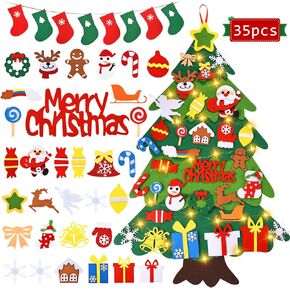 Felt Christmas Tree for Toddlers DIY Christmas Tree Set with Light, 3.35ft Everized Felt Tree with 35pcs Ornament for Kids,New Year/Christmas Decorations in Saudi Arabia
