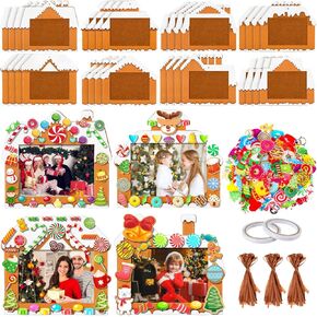 32 Sets Christmas DIY Photo Frame Ornaments Xmas Crafts Kits Gingerbread House Felt Picture Frame Decor Arts and Crafts for Xmas Party Supplies Home Decorations in Saudi Arabia