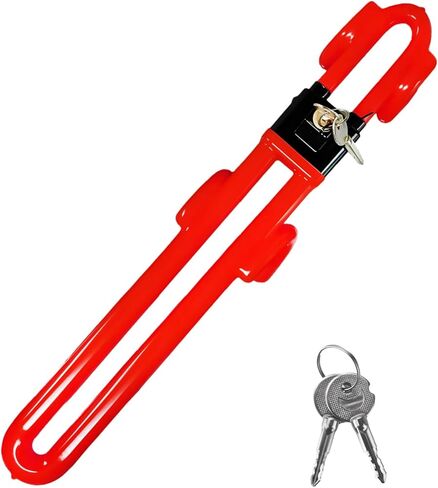 Steering Wheel Lock, Heavy Duty Anti-Theft Car Device Wheel Lock with 2 Keys, Adjustable Steering Wheel Locking Gear Great Deterrent for Vehicle Security, Car Accessories (Red) in Saudi Arabia