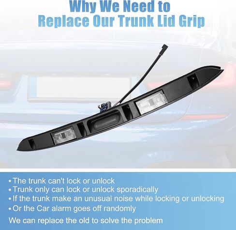 X AUTOHAUX Rear Trunk Hatch Handle with Lamp Trunk Lid Grip for BMW 323i 325i 330i Tailgate Release Handle Trunk Liftgate Pull Handle 51137170966 Tailgate Trim Lid in Saudi Arabia