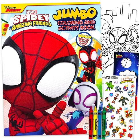 مجموعة كتب التلوين Marvel Spidey and Friends للأطفال والأولاد من عمر 4 إلى 8 سنوات - حزمة مع صفحات تلوين سبايدرمان والأنشطة والألعاب بالإضافة إلى الملصقات وأقلام التلوين الضخمة | مجموعة كتب الأنشطة سبايدي آند فريندز in Saudi Arabia