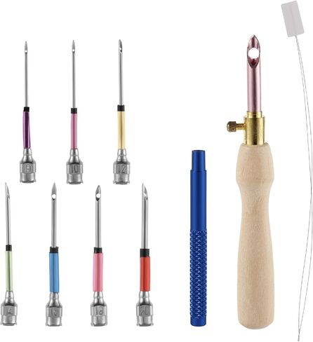 10pcs Punch Needle Kit, Adjustable Punch Embroidery Kit with 7 Sizes Lavor Needle Heads Sewing Art Needle Tool for Adult Beginners Flossing Cross Stitch DIY Craft in Saudi Arabia