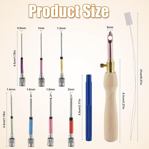 10pcs Punch Needle Kit, Adjustable Punch Embroidery Kit with 7 Sizes Lavor Needle Heads Sewing Art Needle Tool for Adult Beginners Flossing Cross Stitch DIY Craft in Saudi Arabia