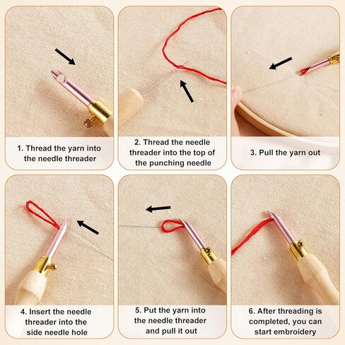 10pcs Punch Needle Kit, Adjustable Punch Embroidery Kit with 7 Sizes Lavor Needle Heads Sewing Art Needle Tool for Adult Beginners Flossing Cross Stitch DIY Craft in Saudi Arabia