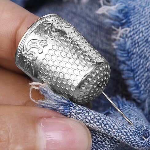 Silver Zinc Alloy Fingertip Protective Sewing Thimbles - DIY Handworking Craft Embroidery Metal Finger Shields in Saudi Arabia